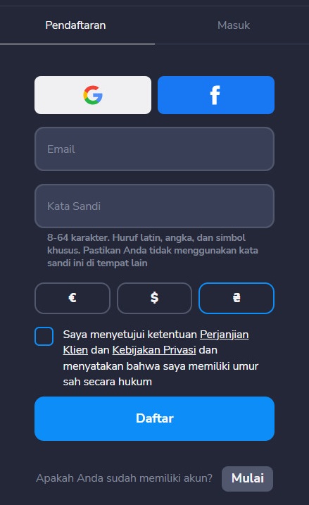 Stockity log in, Stockity registration